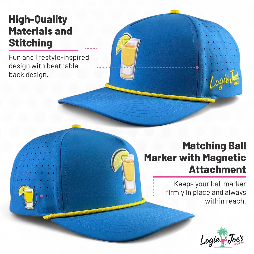 Marlin Golf Hat | Snapback Cap | Built-in Magnetic Ball Marker Holder + Marker Included | Adjustable Purple